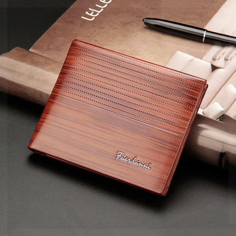 

Кошелек для мужчин с несколькими отделениями для карт, однотонный мужской бумажник из искусственной кожи, модный короткий Мужской кошелек, ...