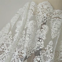 delicate rayon couture lace fabric with clear sequin beading bridal gown wedding dress lace farbric