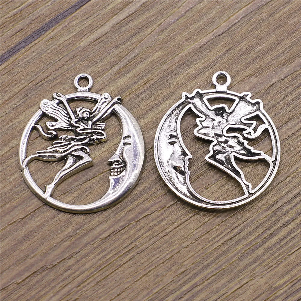 4 шт. лунные амулеты Ангелы для изготовления ювелирных изделий 26x30 мм старинное