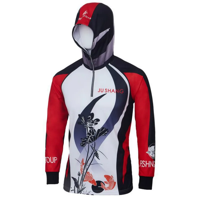 Ультралегкая Полиэстеровая футболка с длинным рукавом и капюшоном для рыбалки