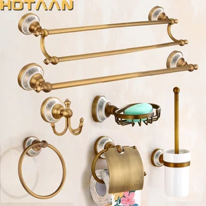 Набор аксессуаров для ванной комнаты из матовой латуни, в стиле ретро