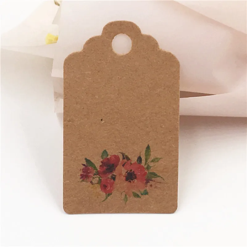 5x3cm 50 шт бумажные винтажные цветочные ювелирные изделия карты, бирки для драгоценностей коробки ювелирных изделий для ожерелья/серьги/шпильки/аксессуары упаковки - Цвет: 5x3cm