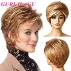 Короткие женские прямые парики для женщин, черный, коричневый, блонд парик, термостойкие волосы из синтетического волокна, парик с челкой