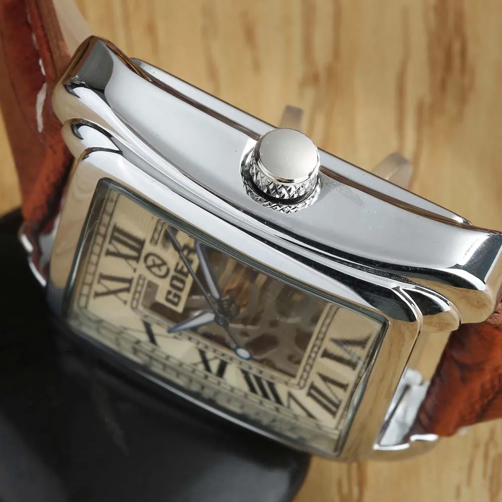 Часы-скелетоны Мужские механические брендовые люксовые квадратные