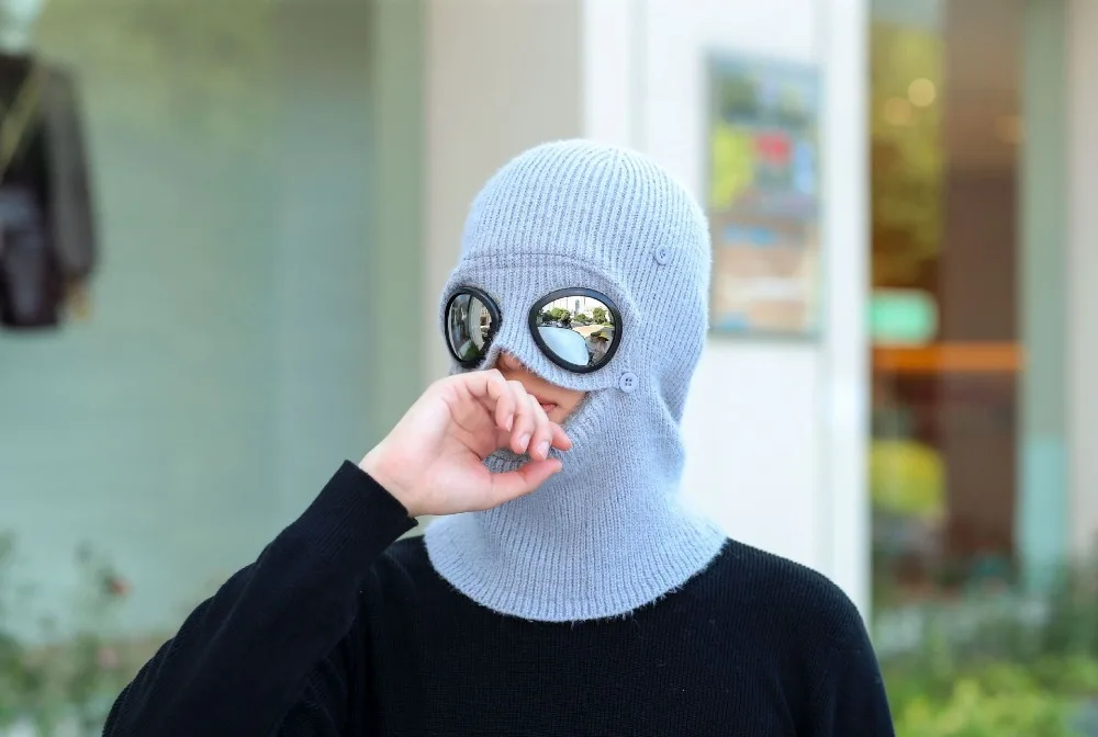 Зимние шапки в шляпе и очках Skullies Beanies Зимние шапки для мужчин женский шерстяной шарф головные уборы, Балаклава маска Knitted шапка вязаная