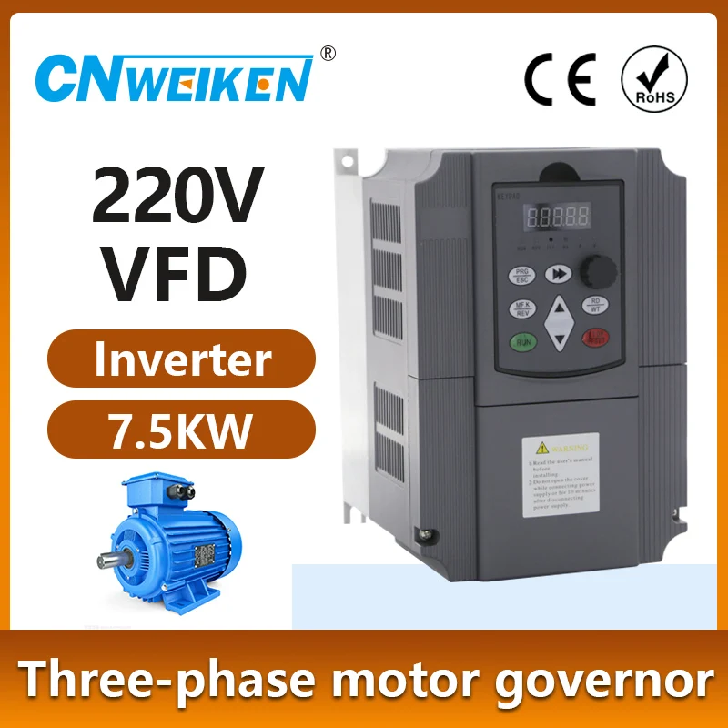 

7.5KW VFD Single Phase Input & Output 220V - 240V AC Motor Variable Frequency Drive Inverter Converter for Spindle Speed Control
