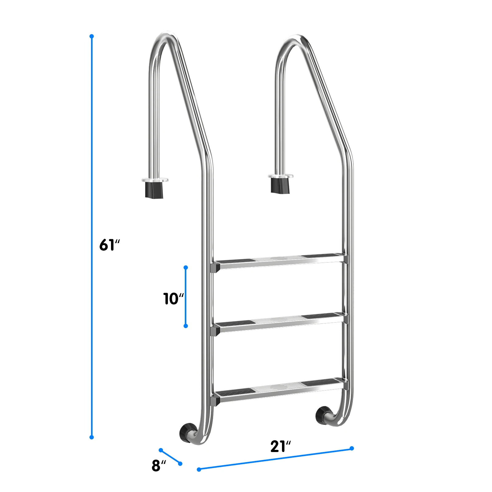 Costway-Barandilla de escalera para piscina, barandilla de 3 escalones de acero inoxidable, BA7722-1