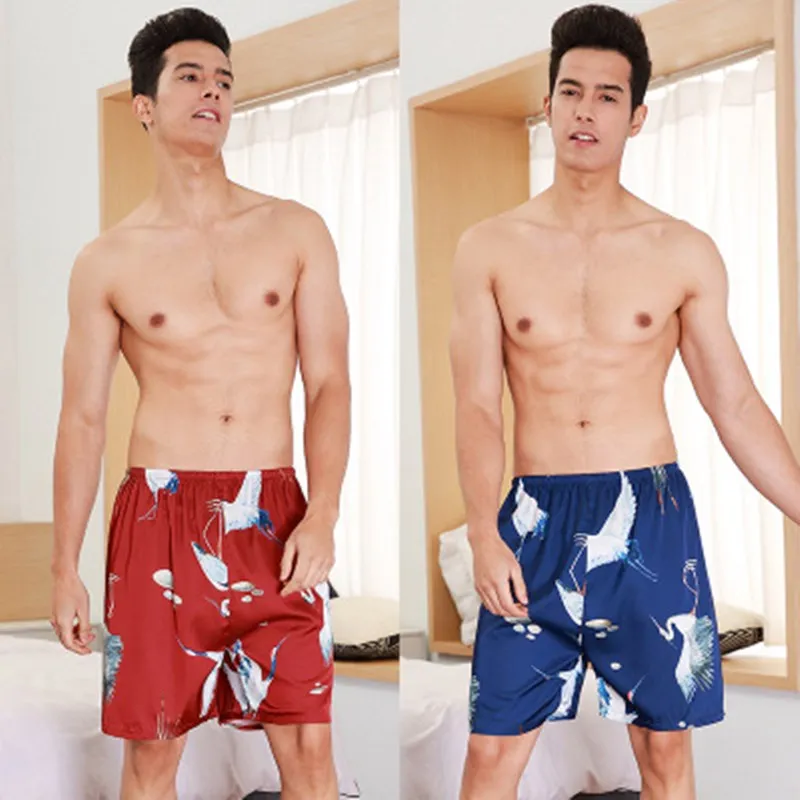 Пижама Мужская атласная шелковая пижама с шортами домашняя одежда штаны для сна