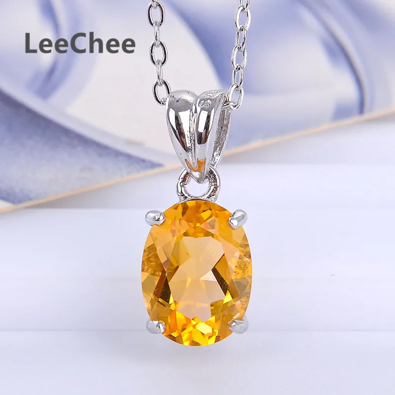 

Кулон LeeChee из 100% натурального цитрина, ювелирное изделие из серебра 925 пробы, 7*9 мм, желтый драгоценный камень, ожерелье для женщин, подарок, карата