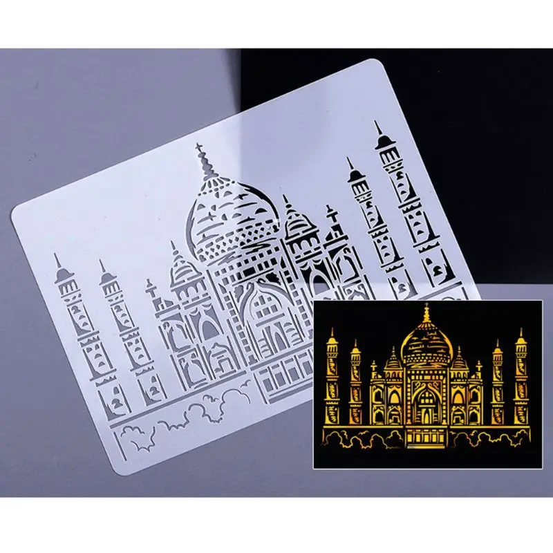 

5pcs/set Tower Sailboat Drawing Template Stencil Painting Embossing Scrapbooking DIY Album Decorative Art Craft