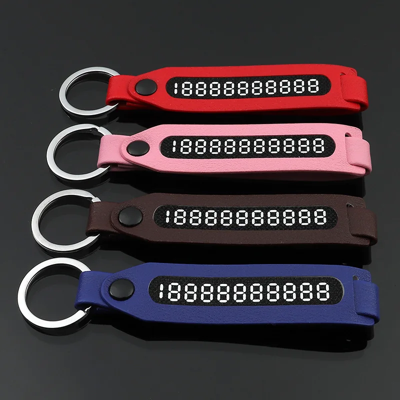 Creative DIY Leather Car Keychain Key Number Anti-lost Card Ring Pendant Holder Unisex Auto Accessories Gift | Автомобили и