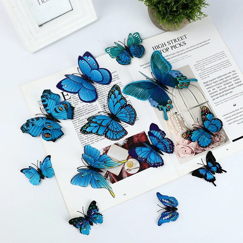 

Free shipping 12pcs PVC 3d Butterfly wall decor cute Butterflies wall stickers art Decals home Decoration room wall art