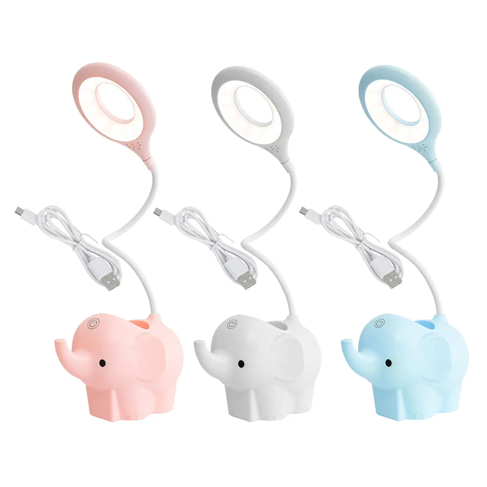 

Elephant Shape LED Table Desk Lamp Night Light 3 Stage Dimming Pen Holder Brightness Adjustment