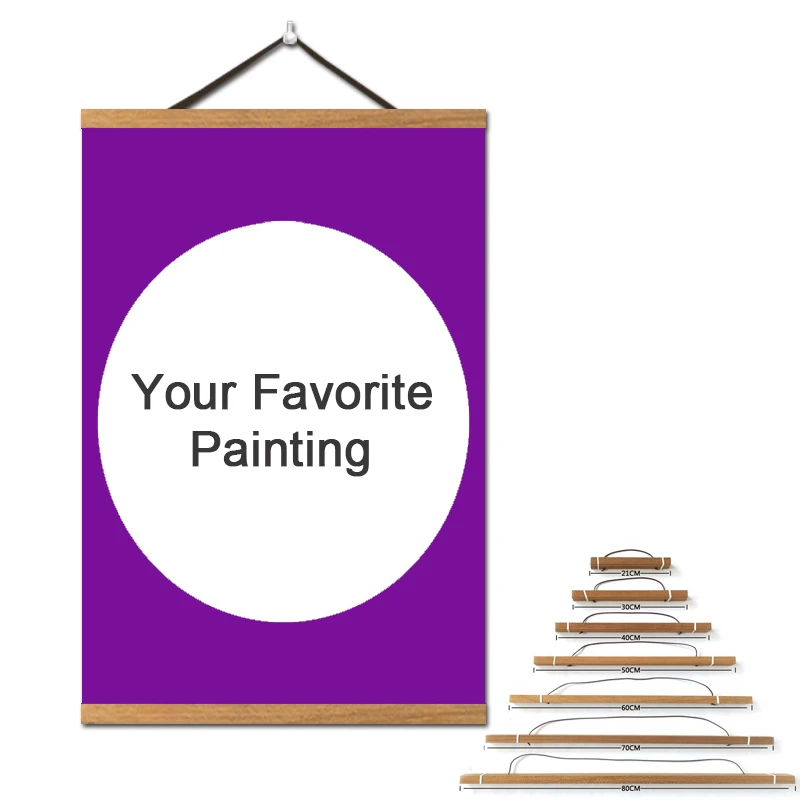 

Magnetic Poster Hanger Frame 21-60CM Teak Wooden canvas frame bedroom wall art Hoom Decor photo hanging picture frame custom