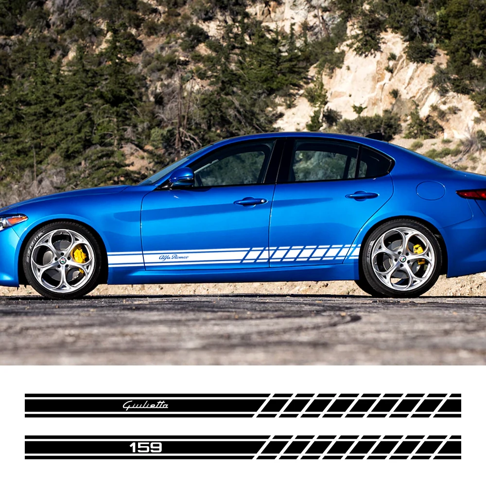 2 шт. двери автомобиля сбоку юбка виниловые наклейки для Alfa Romeo Giulia Giulietta 159 156 MITO
