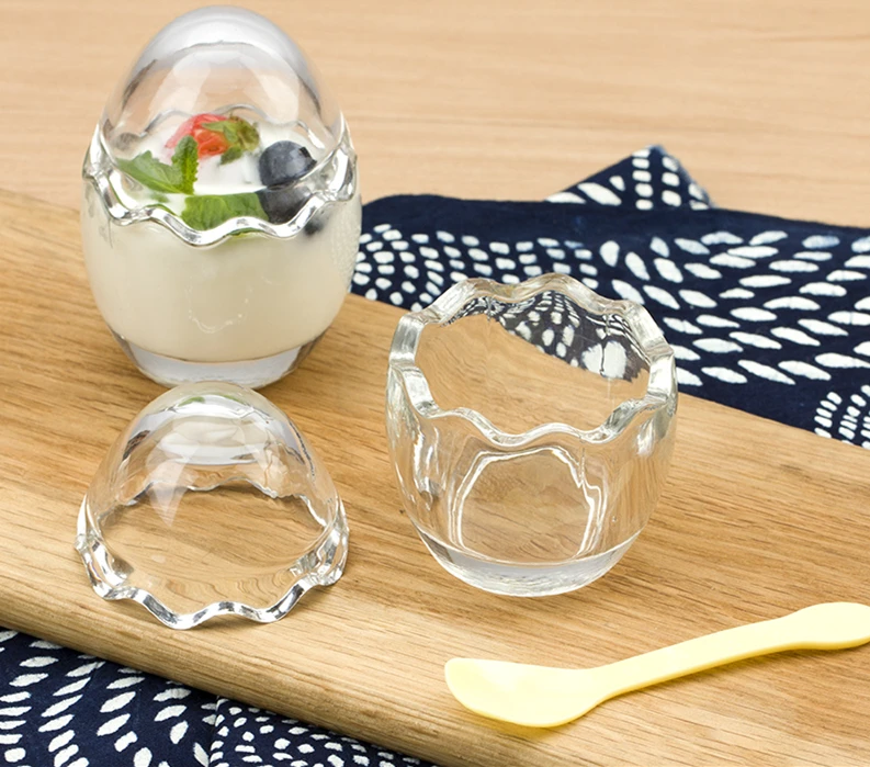 Упаковка из 4 стеклянных бутылок для пудинга с крышкой. Вечерние формы яичной