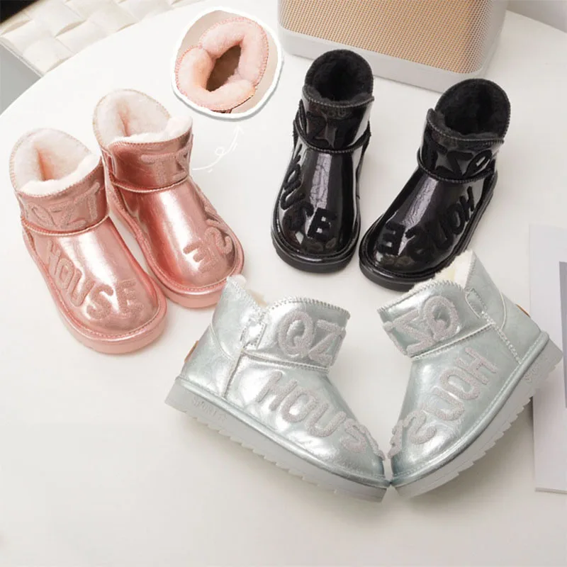 

Children's snow boots wool embroidered winter 2021 new boys and girls cotton shoes