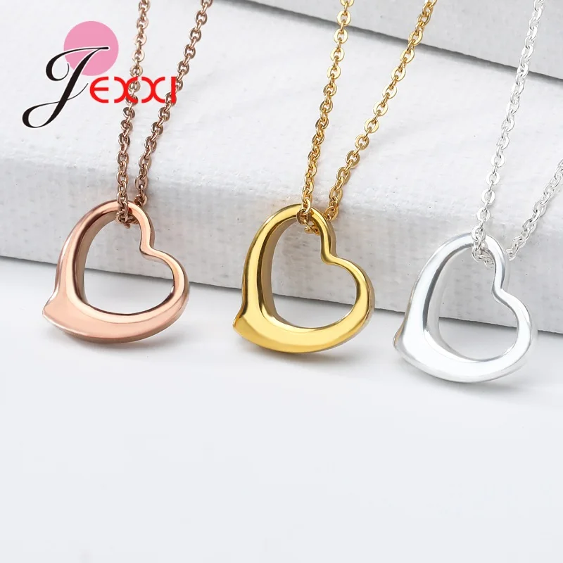 Valentine Day Gift 925 Sterling Silver Heart Design Heart Pendant Necklaces for Girl friend Silver Jewelry valentine s day gift roses heart candles printed wall tapestry