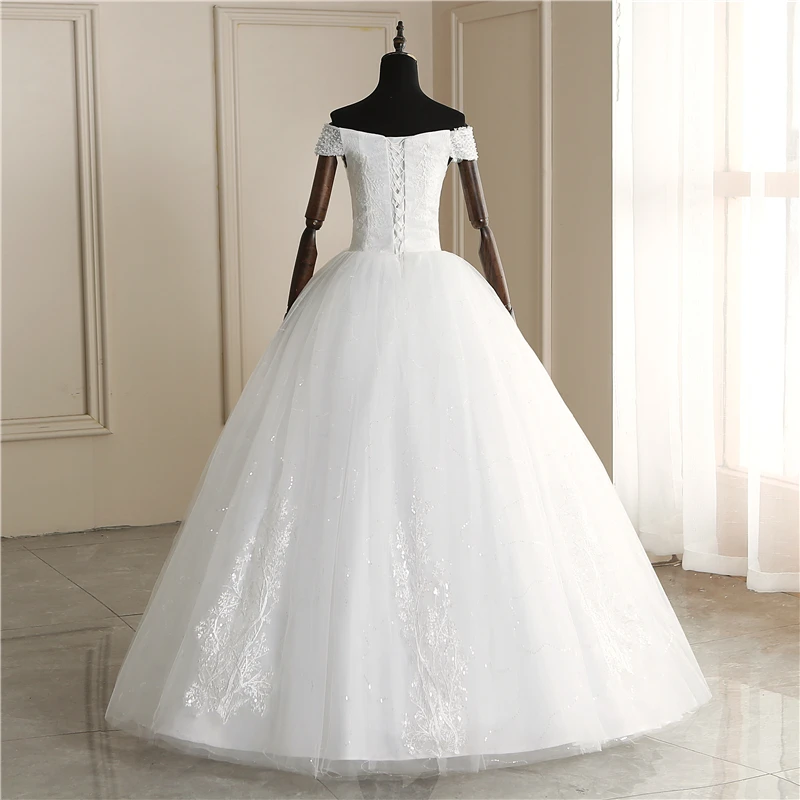 Нежная кружевная вышивка, аппликация свадебное платье с жемчугом Vestidos De Novia Милое Свадебное платье размера плюс Robe De Mariage 30