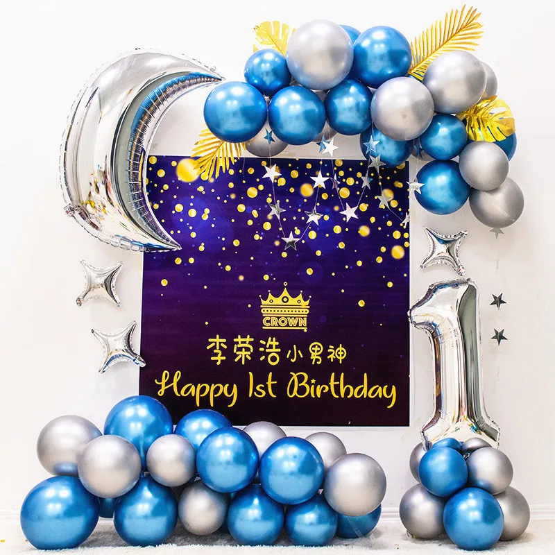 32 дюйма воздушные шары из фольги в виде цифр 1st с днем рождения Серебристые