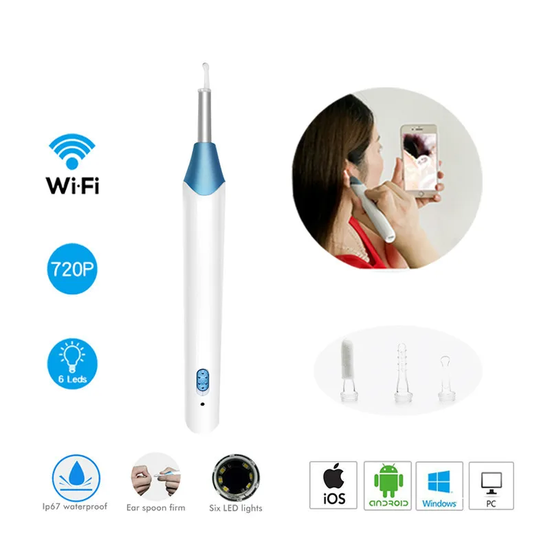 Wifi визуальный Otoscope детский эндоскоп для очистки ушей 3 9 мм мини камера