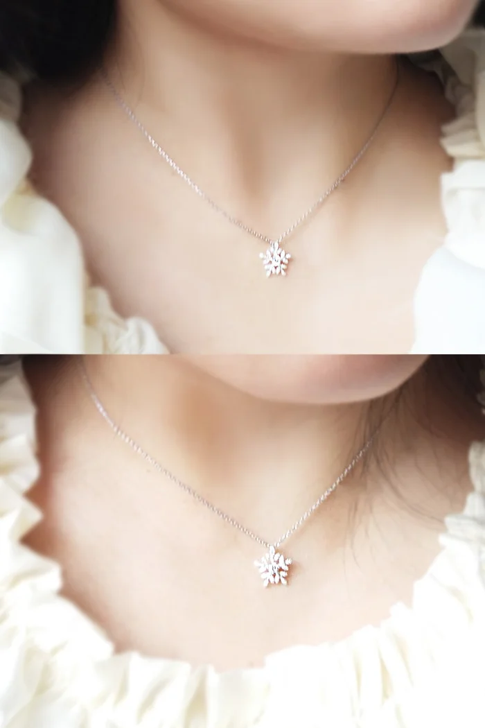 Новый 925 Стерлинговое Серебро Циркон Снег ожерелья с подвесками модная
