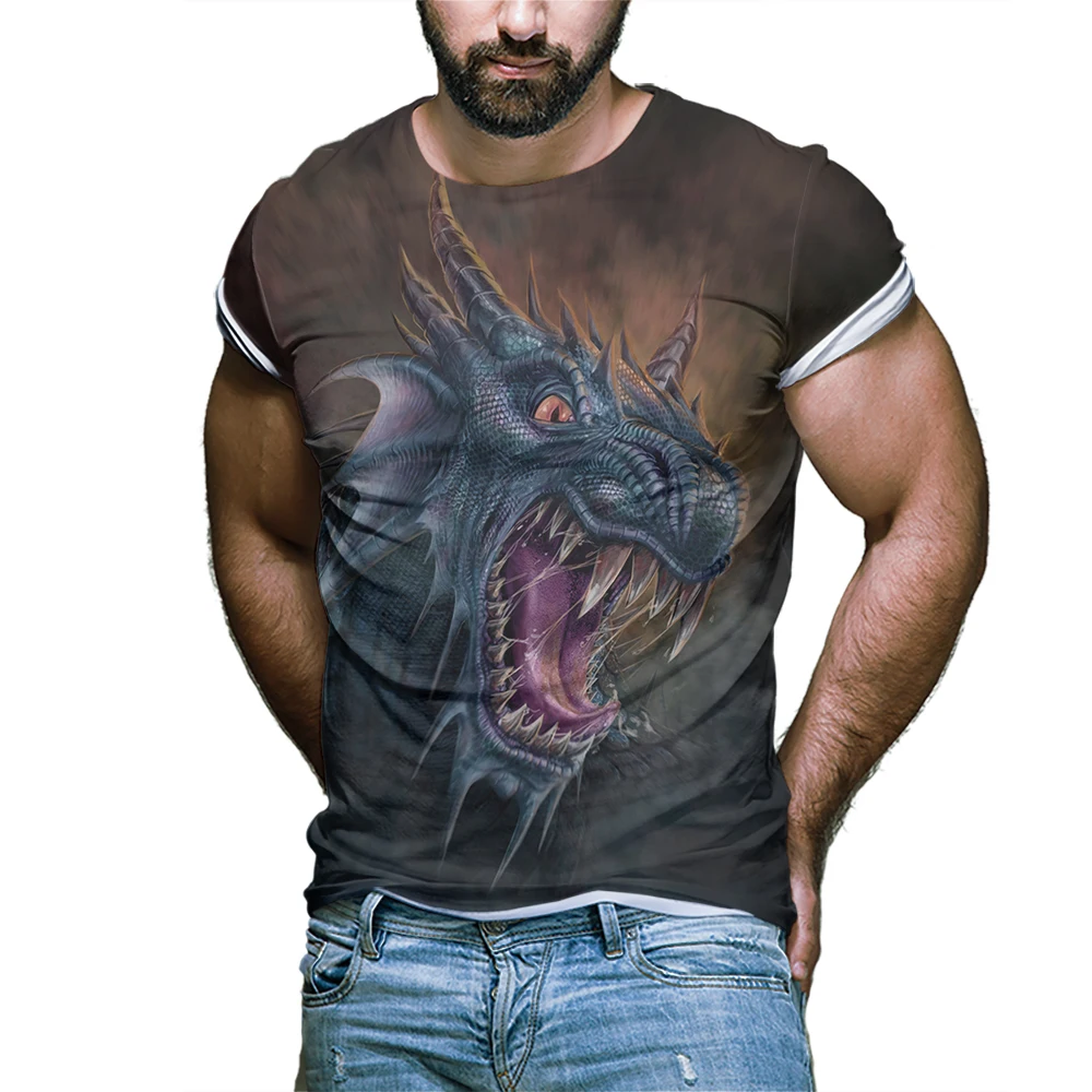 

Tshirt Men Fashion Summer 3D Printing Dragon pattern Men's T-Shirt Breathable Streetwear T Shirt Men Parent-child Outfit Shirt