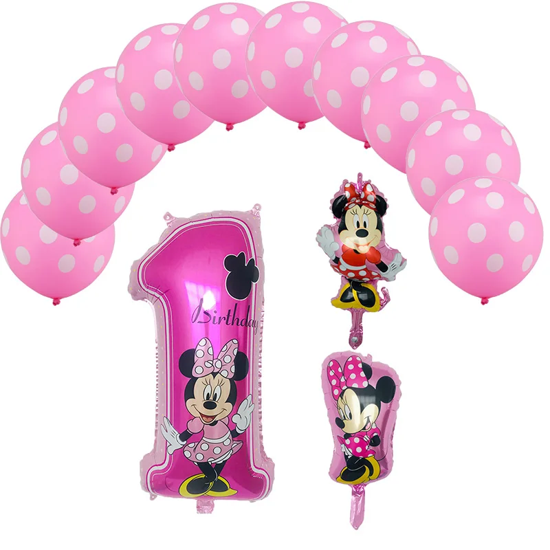 pink-5pcs 13 шт. Микки Мышь тема вечерние Микки и Минни Маус серии комплект шаров globos День Святого Валентина день детей день рождения вечерние украшения Дети воздушные шары - Цвет: pink-5pcs