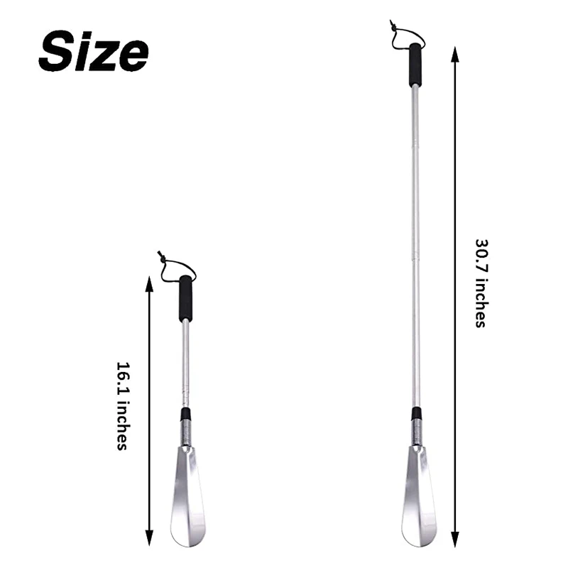

Premium Long Handle Metal Shoe Horn,Telescopic Spring- (16.1 to 30.7 Inches) Stainless Steel Portable Shoe Lifter