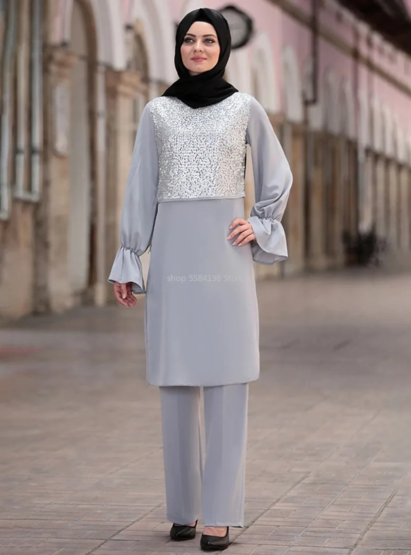 Женский мусульманский костюм модная абайя Малайзия топы с длинным рукавом и