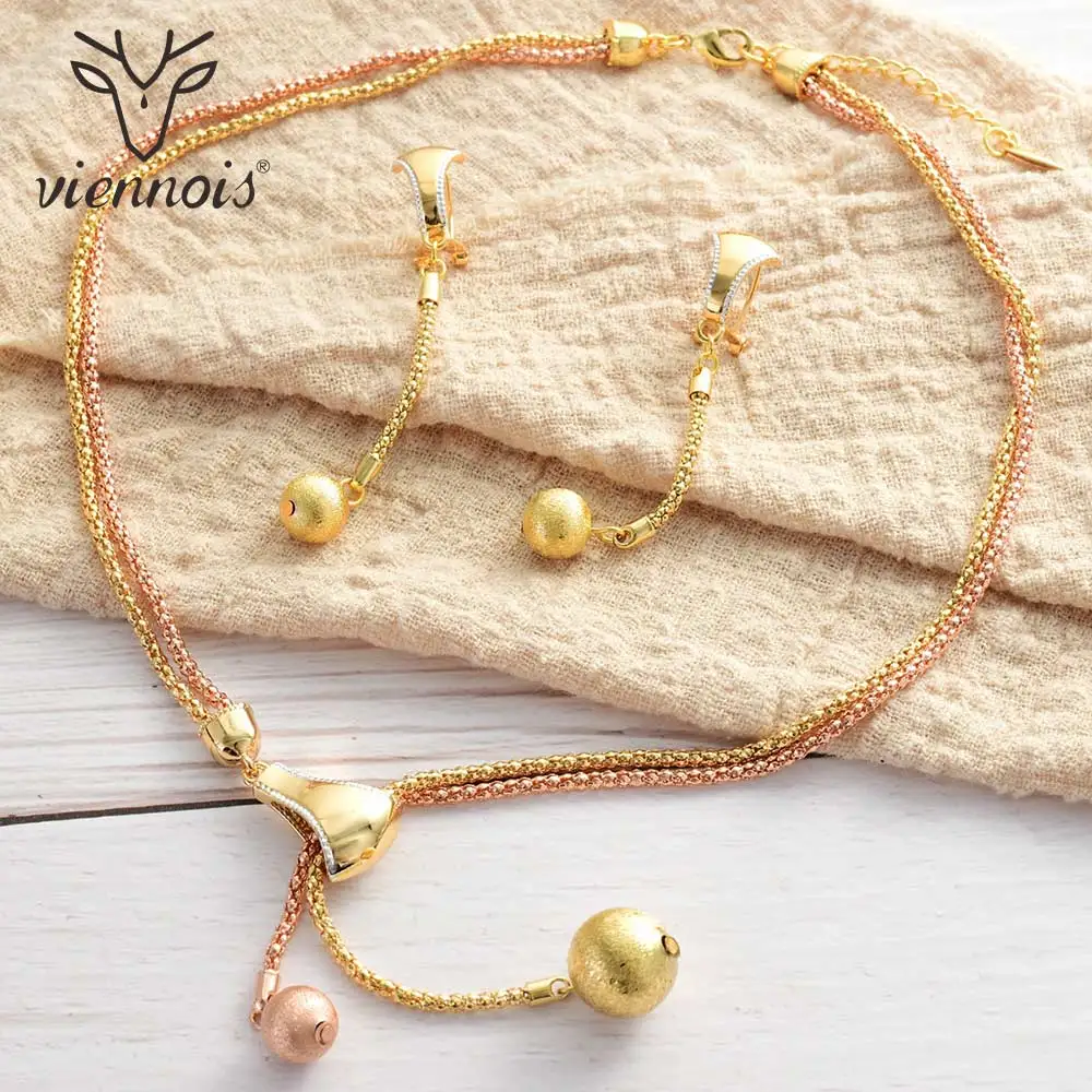 Новинка от Viennois набор украшений для женщин Mixgold Цвет мяч дизайн ожерелье серьги