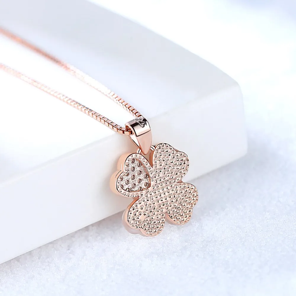 Ожерелье с подвеской цветка и листьев из высококачественного серебра с розовыми кристаллами и цирконами NEHZY S925, длина 45 см.