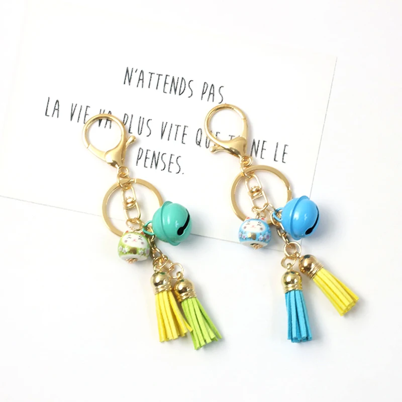 Японский Счастливый Кот Брелок конфетный цвет романтическая кисточка подвеска