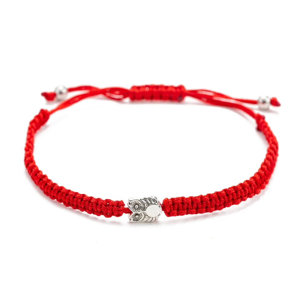 Простой красный плетеный браслет с шармами в виде совы для защиты мужчин женщин ювелирные изделия
