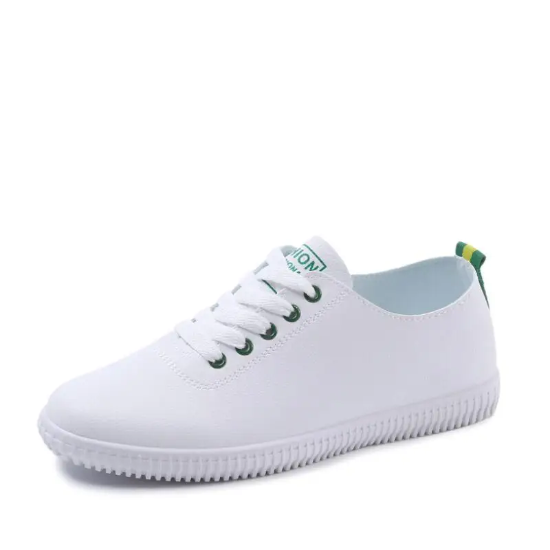 

Women Canvas Sneakers Plus Size Flat Shoes Vulcanized Fashion Casual Summer 2021 New pu white shoes fashion breathable sneakers