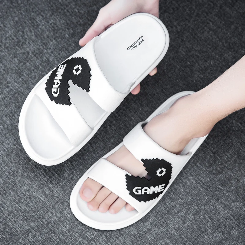 

Summer beach sandals and slippers unisex outdoor lightweight and breathable flip-flops pixel pattern fish mouth soft slippers