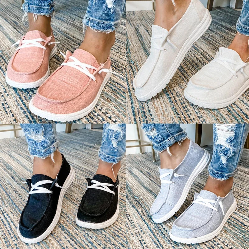 

2021 New Women Shoes Sneakers Canvas Flats Large Size Women Fashion Vulcanize Shoes Summer Flats Mujer Zapatill Casual Shoes