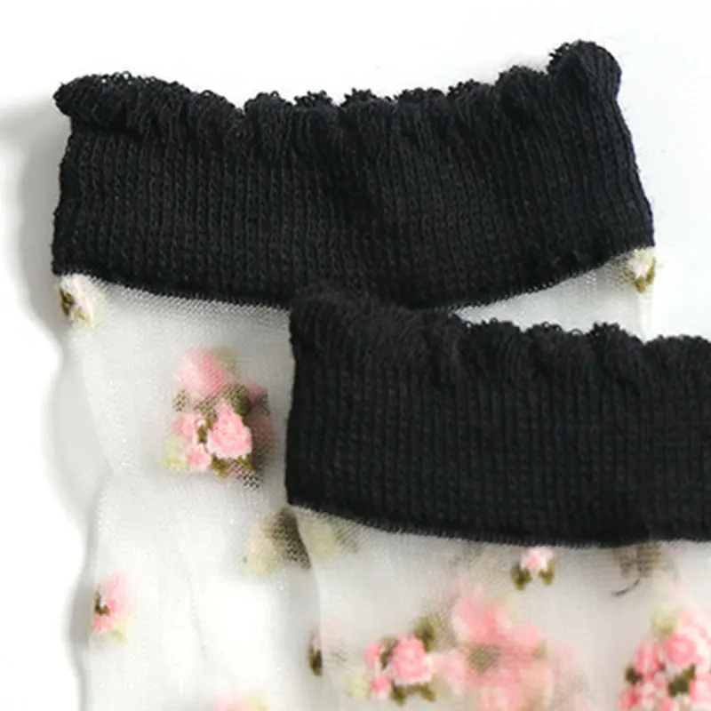 Носки женские ультратонкие воздухопроницаемые прозрачные кружевные шелковые