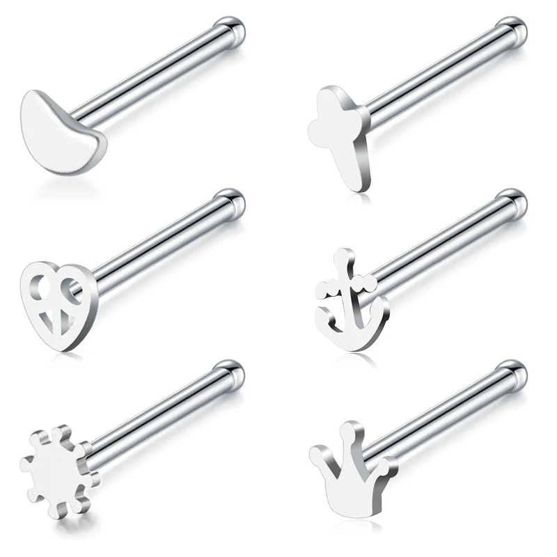 Кольцо для носа из нержавеющей стали с фианитами кольцо пирсинга L образным d