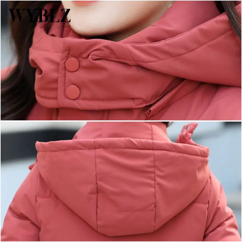 Winter Warm Female Jacket Korean Fashion Women Parkas Hooded Coat Slim Cotton Padded Female Casual Long Jackets Womens Clothing