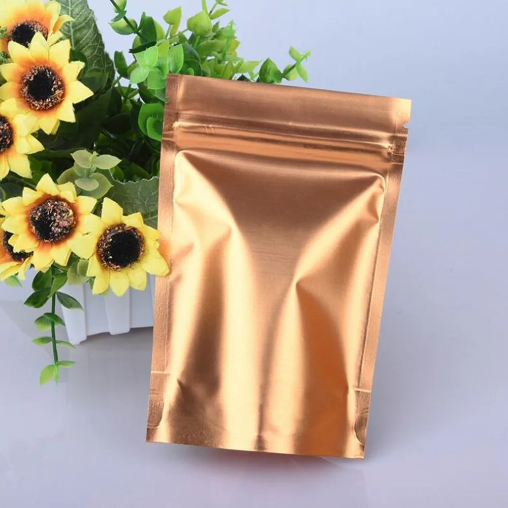 

100Pcs Matte Gold Aluminum Mylar Foil Zip Lock Stand Up Bag Tear Notch Doypack Resealable Food Dry Fruit Nut Storage Pouches