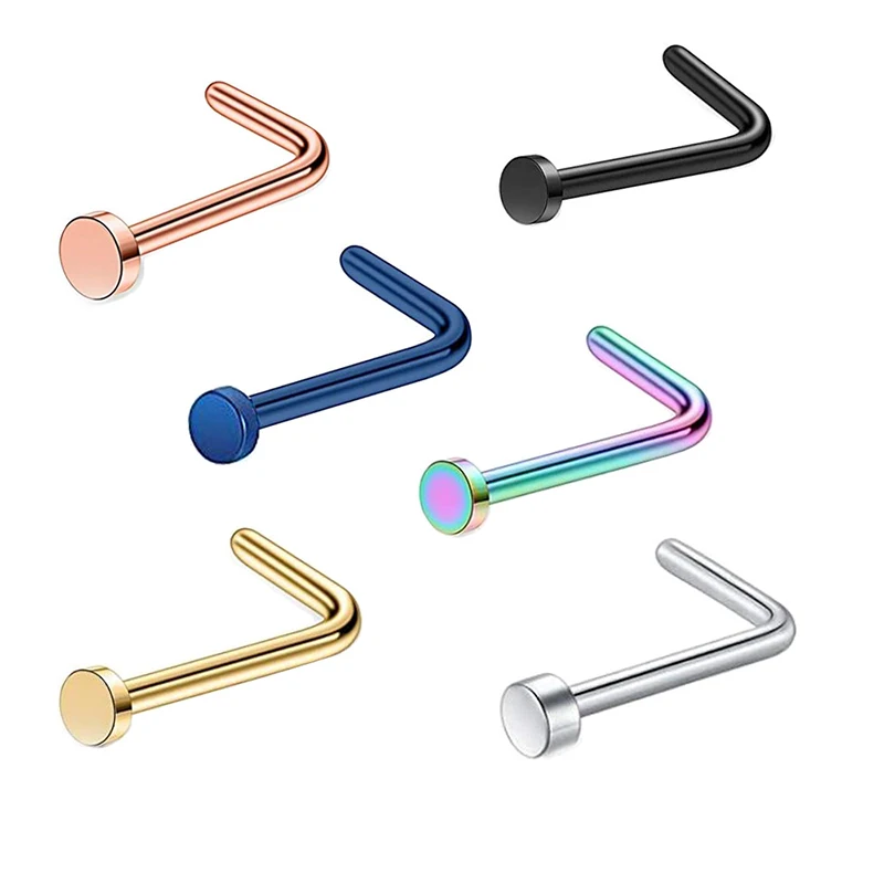 

1PC Nose Stud Multicolor Stainless Steel Bone Stud Surgical Steel Body Piercing Beautiful Fashion Jewelry Simple Nose Ring