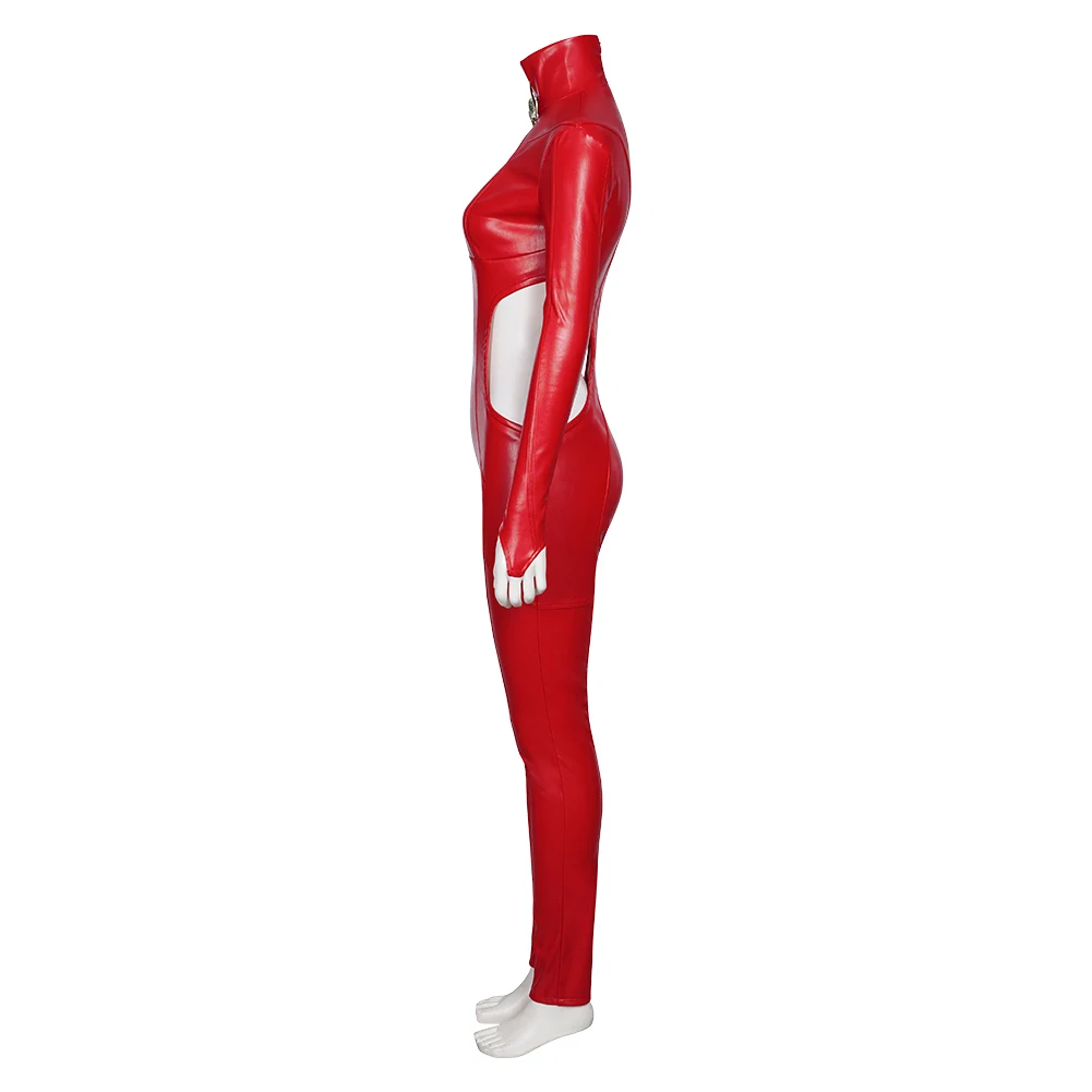 

Cosplay Future Fight-Satana Cosplay Costume Jumpsuit Red Sexy Bodysuit Elastic Leather Romper Outfits Halloween Carnival Suit