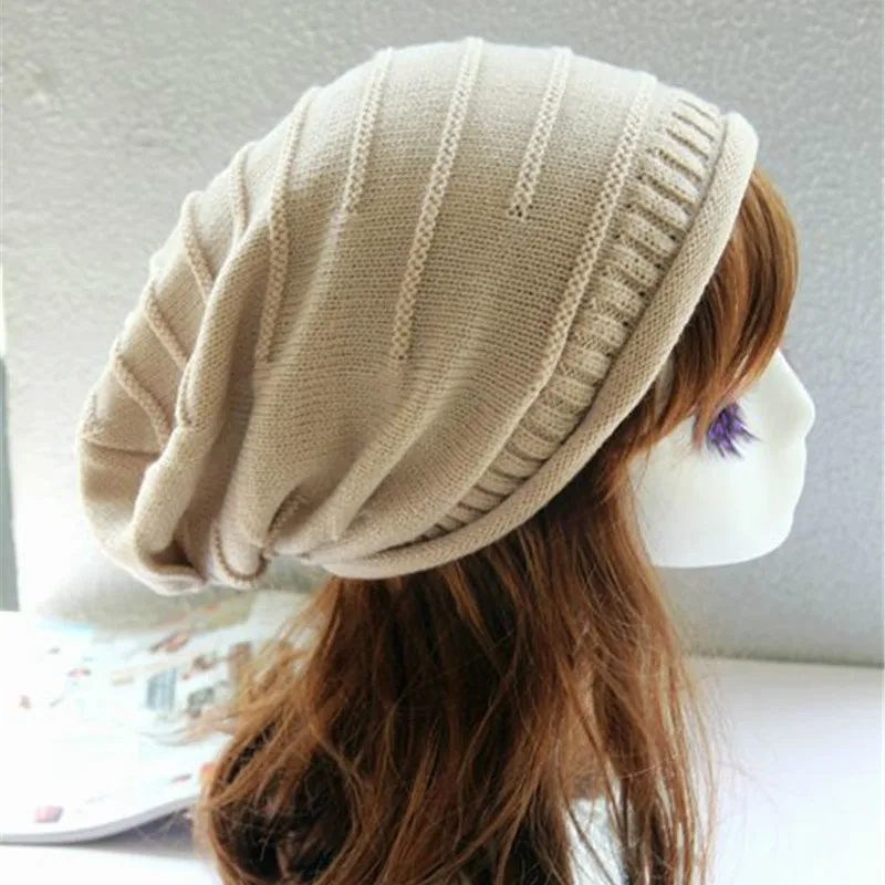 Вязаные шапки для мужчин и женщин мешковатая Шапка-бини в стиле унисекс Теплая