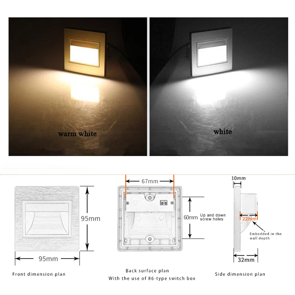 LED Wall light Stair Light Corridor wall lamps Sconce Nightlight For Step foyer sitting room Channel Stairway Footlight + 86 Box |