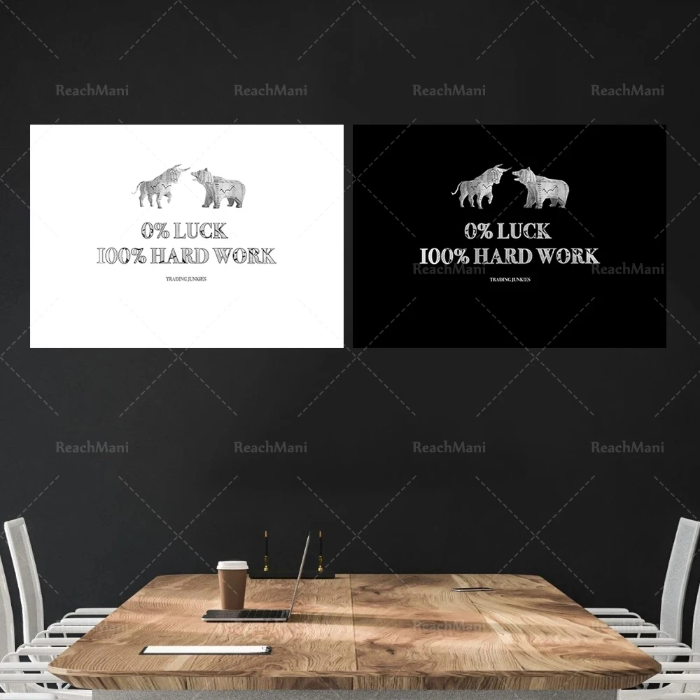 0 Luck 100 усердная работа-торговля Форекс мотивационный плакат стоковый рынок