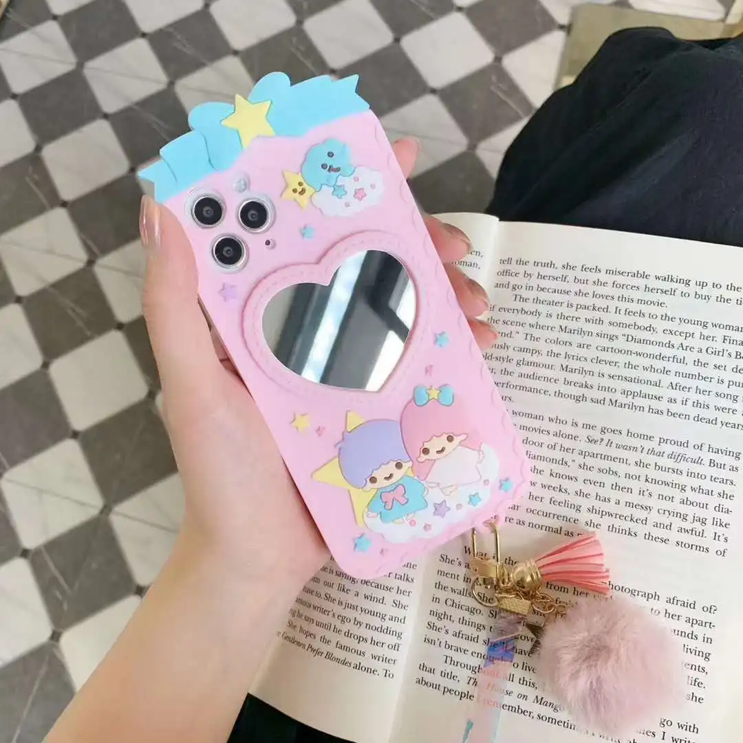 

Kiki Lala Little Twin Stars Mirror Couple cartoon Silicone Case iPhone case For iPhone 11 Pro MaX XR XS Max X 7 8 Back Cover
