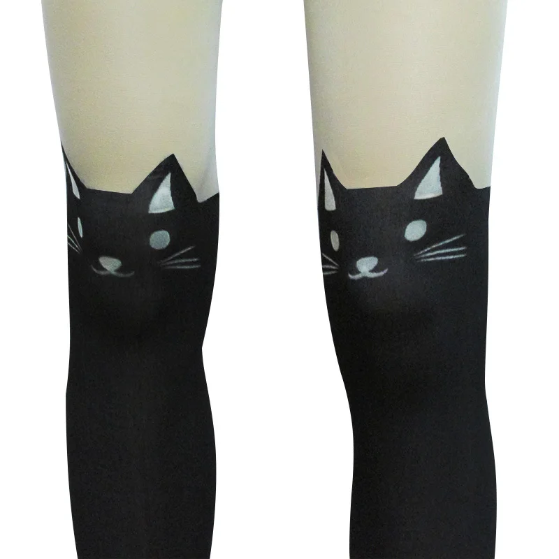 Cat Колготки, колготки, женские сексуальные чулки с рисунком кота, 20 стилей, весна и осень, Mock Medias Pantis Woman Collant Femme - Цвет: Cat