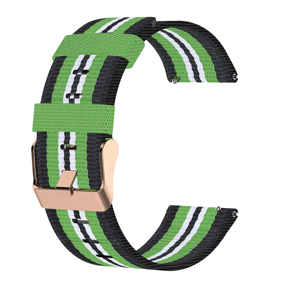 Black green Нейлоновый ремешок для наручных часов для Amazfit/Xiaomi умные часы спортивный ремешок для часов для samsung/huawei/LG/Полар-флиса зажечь модный браслет 18 мм/20 мм/22 мм ремешок - Цвет: Black green