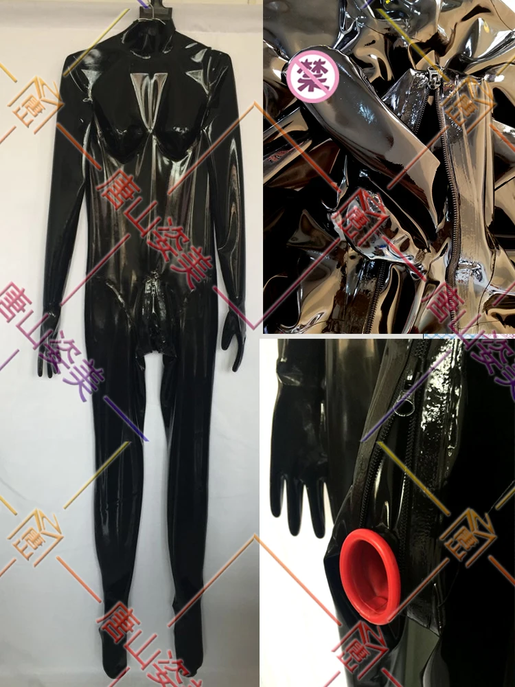 Мужской латексный костюм кошки с перчатками пальцами на Молнии Скрытые два